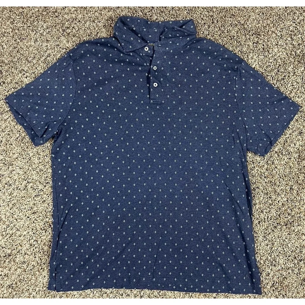 Polo Ralph Lauren Polo Shirt All Over Print Micro‎ Diamond Pattern Blue Sz Large